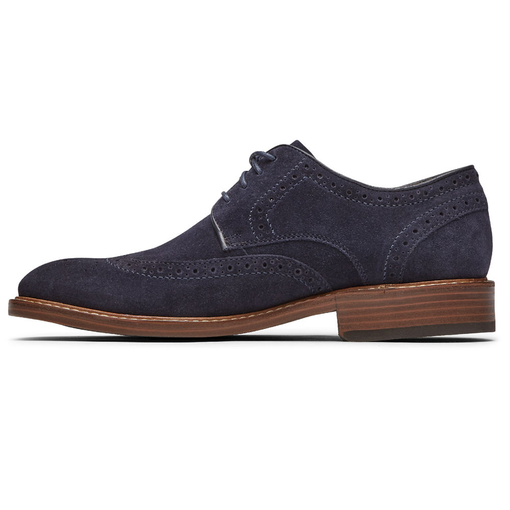 Zapatos Con Cordones Rockport Hombre Mexico - Kenton Wingtip Gay Marino - AOGEL8970